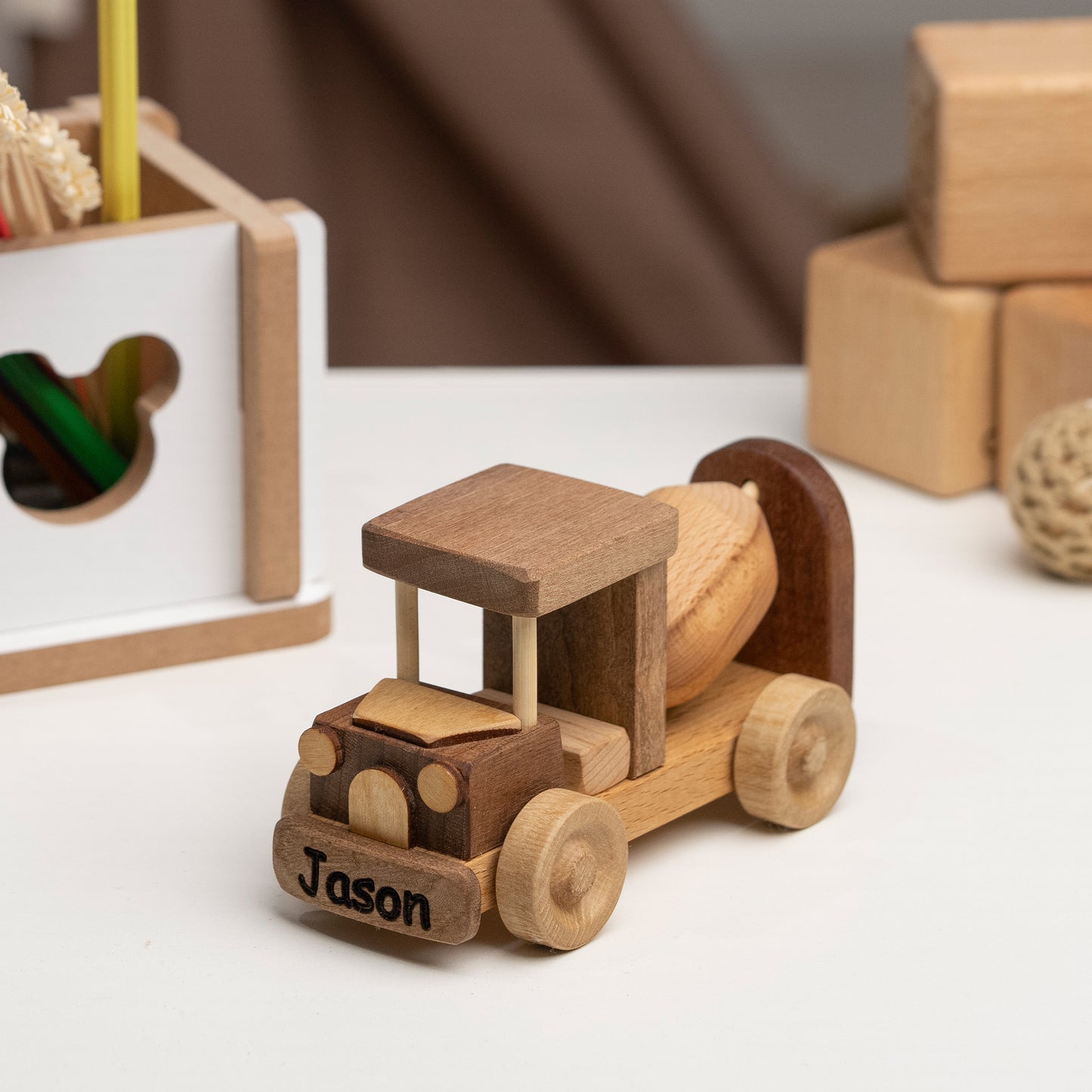 Wooden Toy Cement Mixer