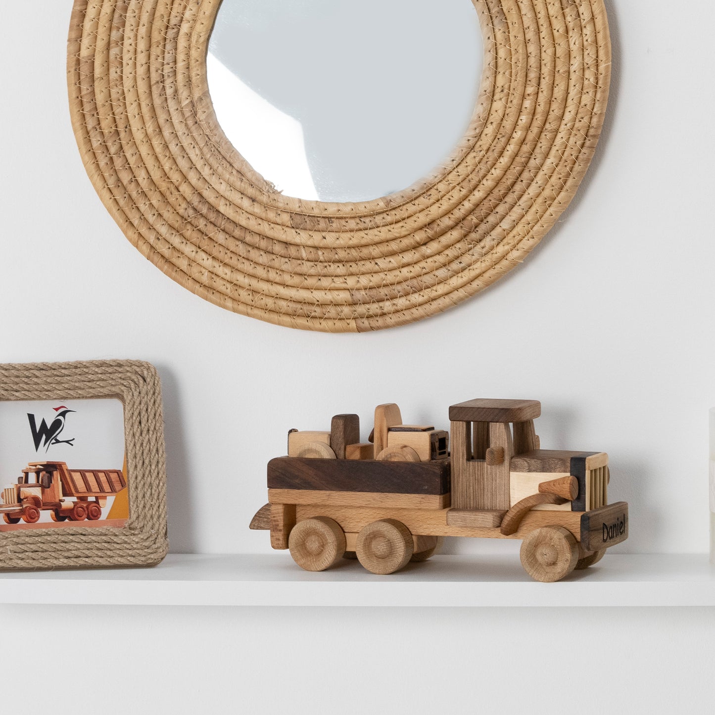 Handcrafted Toy Tow Truck With Car