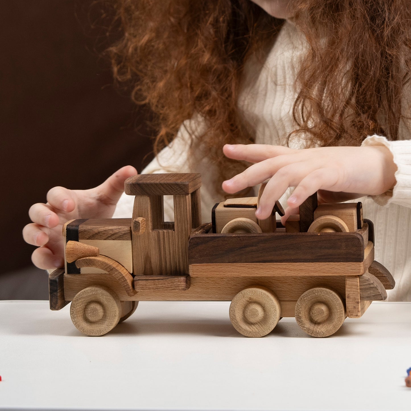 Handcrafted Toy Tow Truck With Car