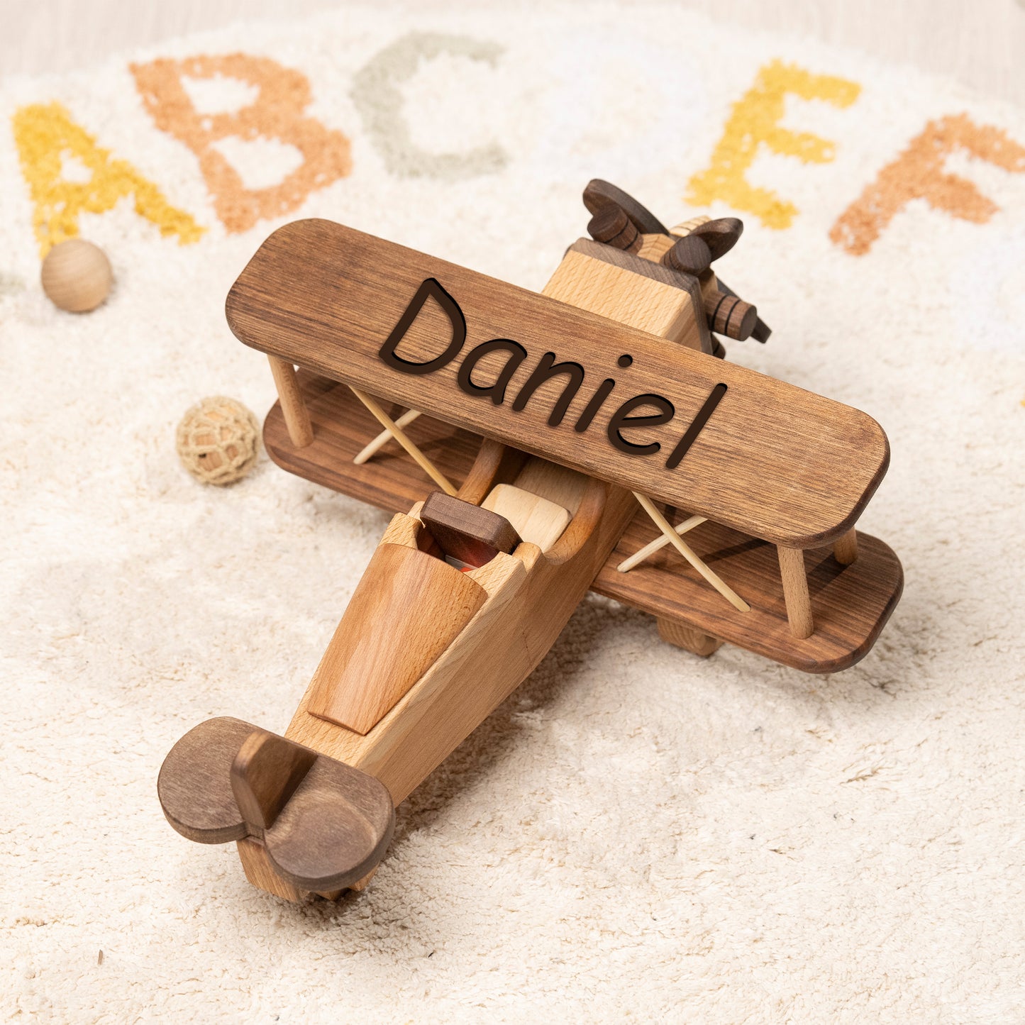 Wooden Large Airplane Toy /Personalized Gift / Playroom Decor / Handmade