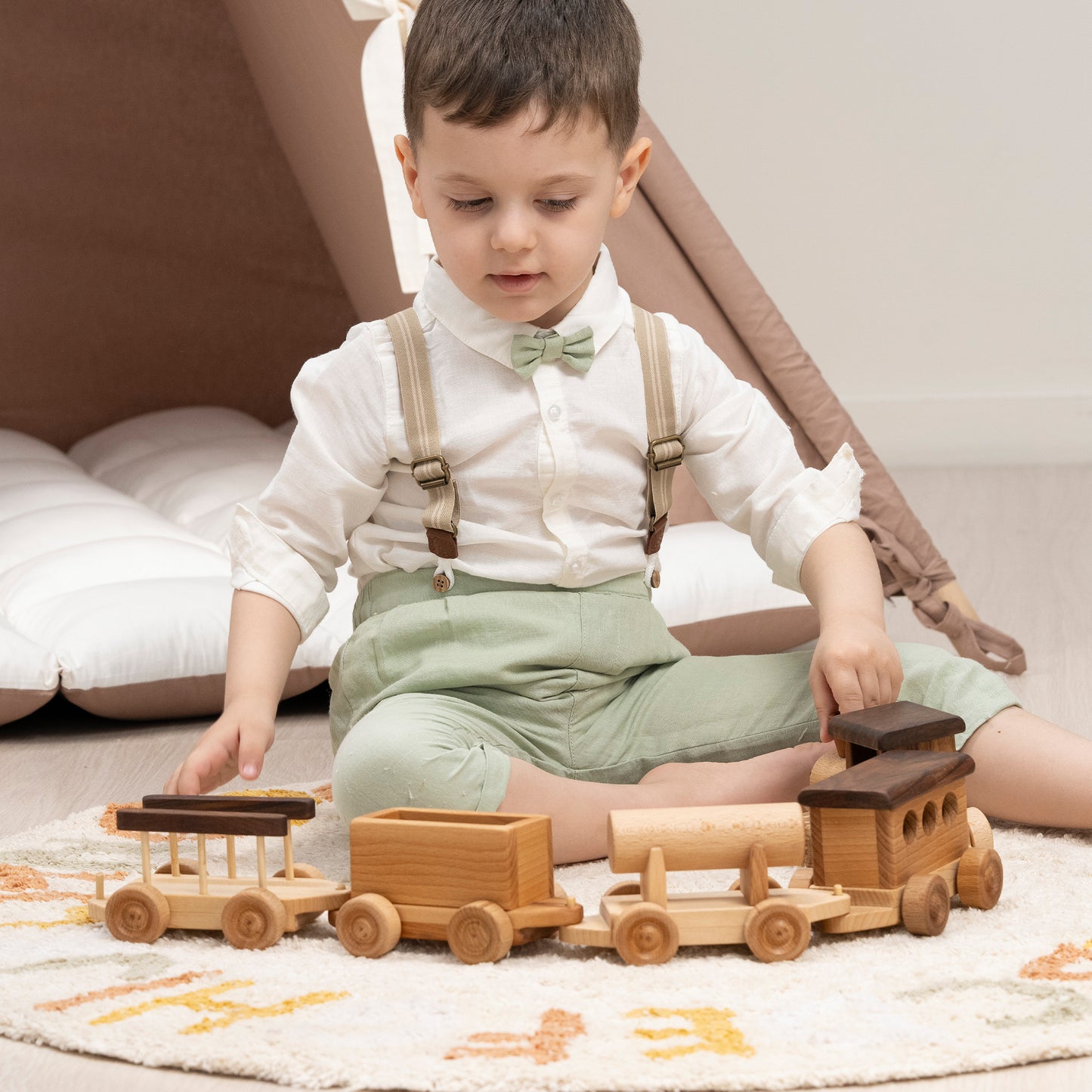 Handmade Wooden Train Set