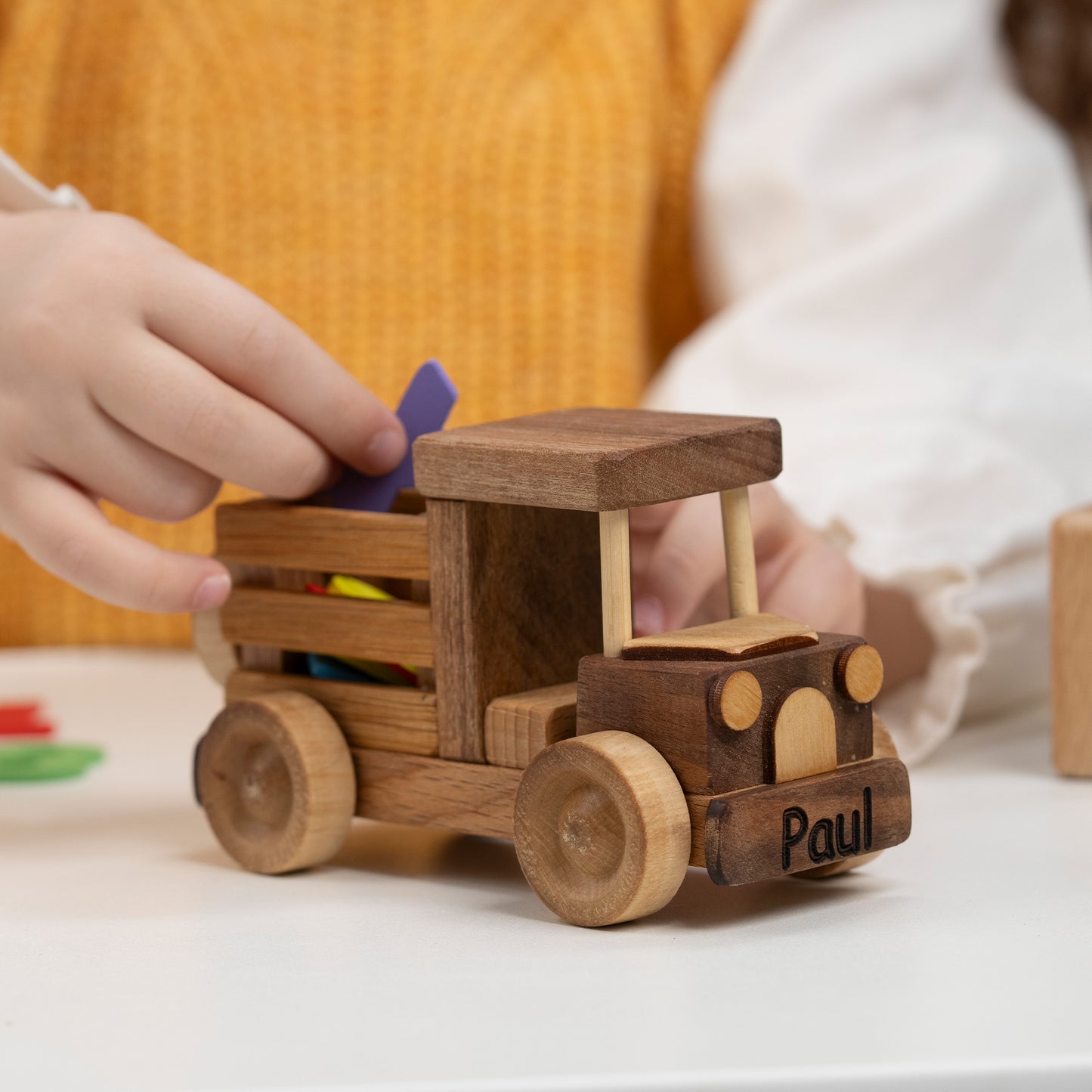 Hand Carved Mini Truck Toy