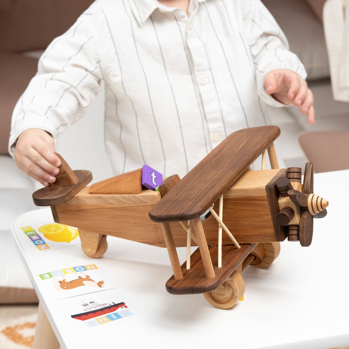 Wooden Large Airplane Toy /Personalized Gift / Playroom Decor / Handmade