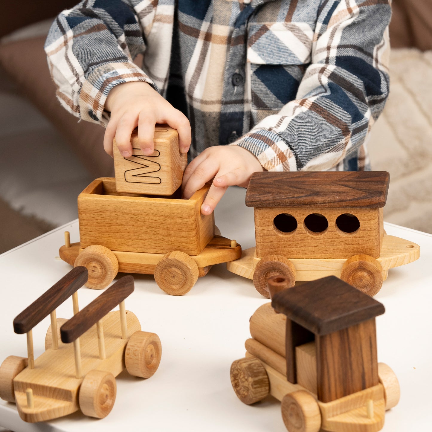 Handmade Wooden Train Set