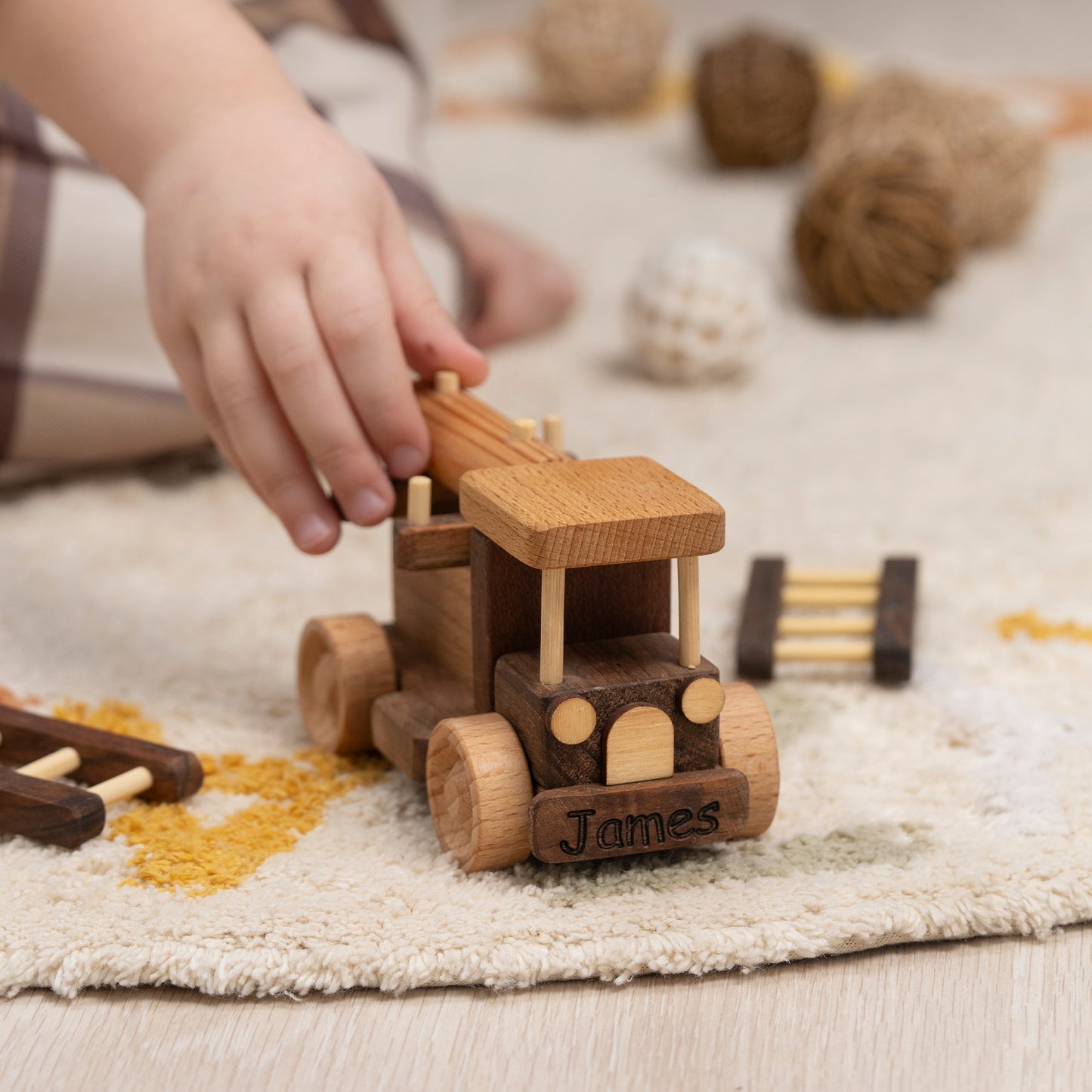 Wooden Fire Truck Toy,