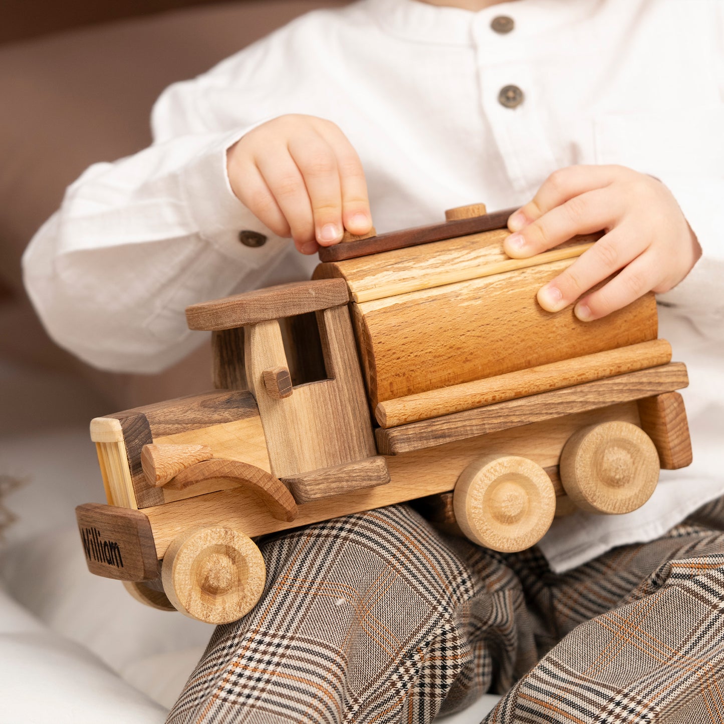 Handmade Wooden Milk Truck / Personalized Wooden Toys