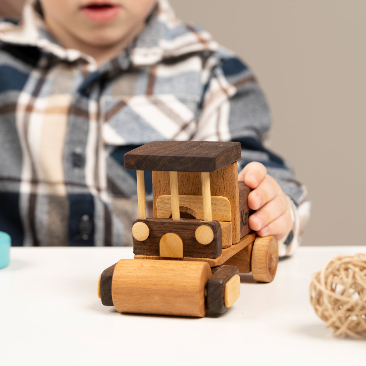 Wooden Asphalt Paver Machine Toy