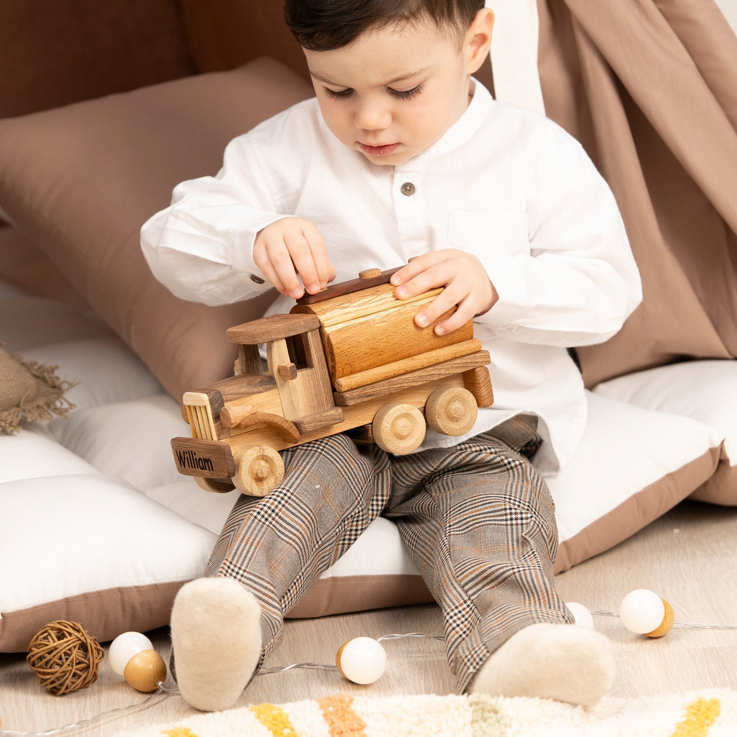 Handmade Wooden Milk Truck / Personalized Wooden Toys