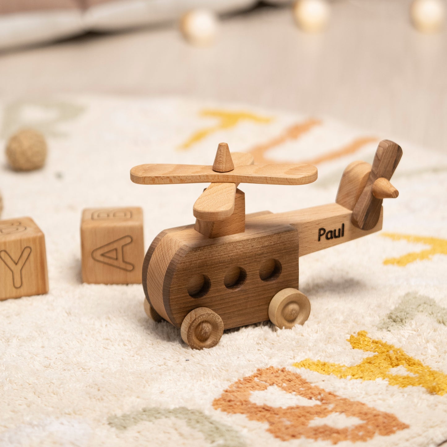 Wooden Helicopter Toy / HANDMADE