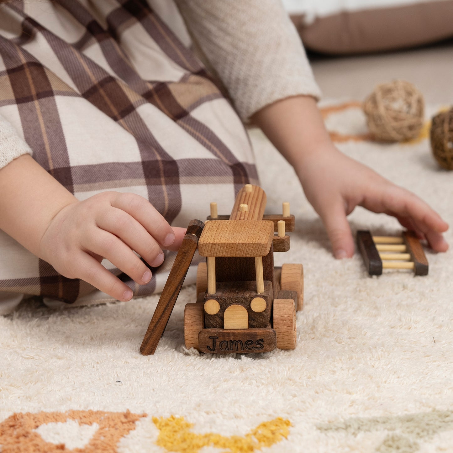Wooden Fire Truck Toy,