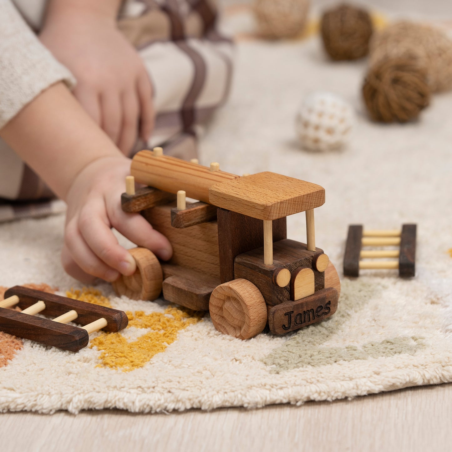Wooden Fire Truck Toy,