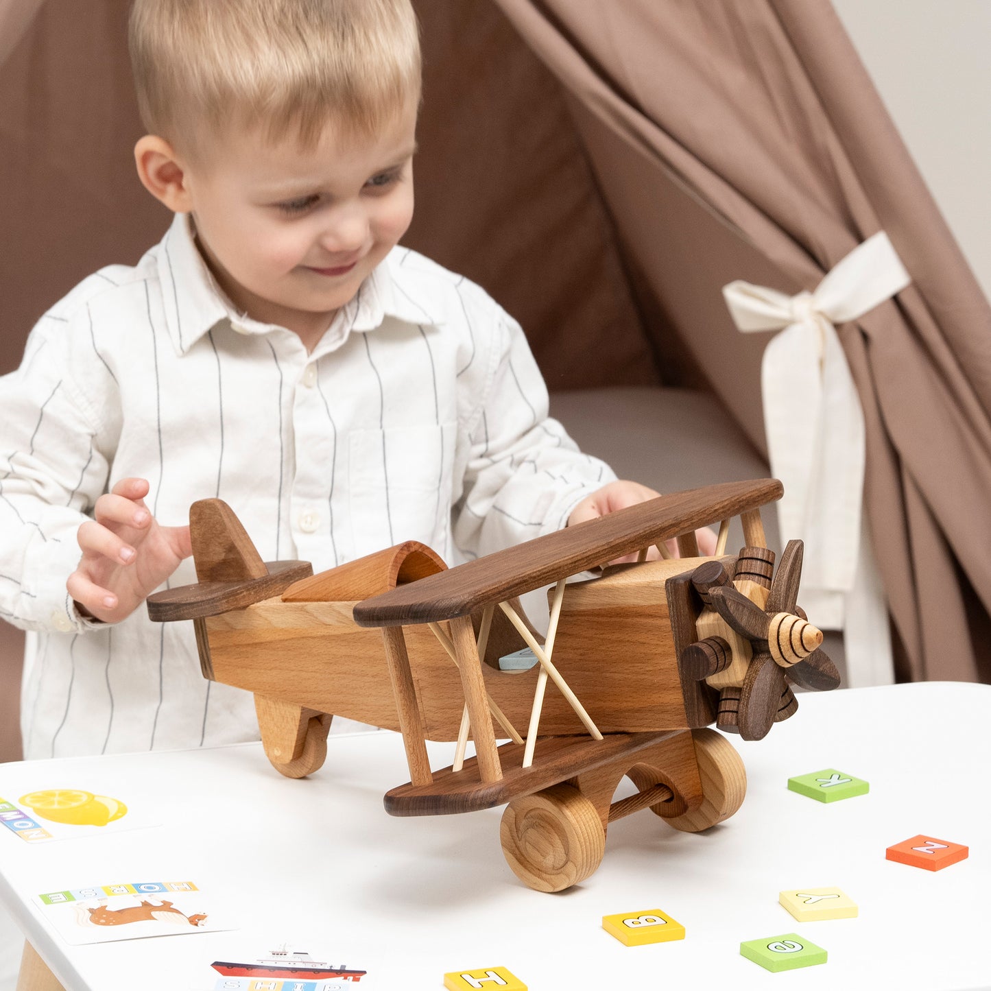 Wooden Large Airplane Toy /Personalized Gift / Playroom Decor / Handmade
