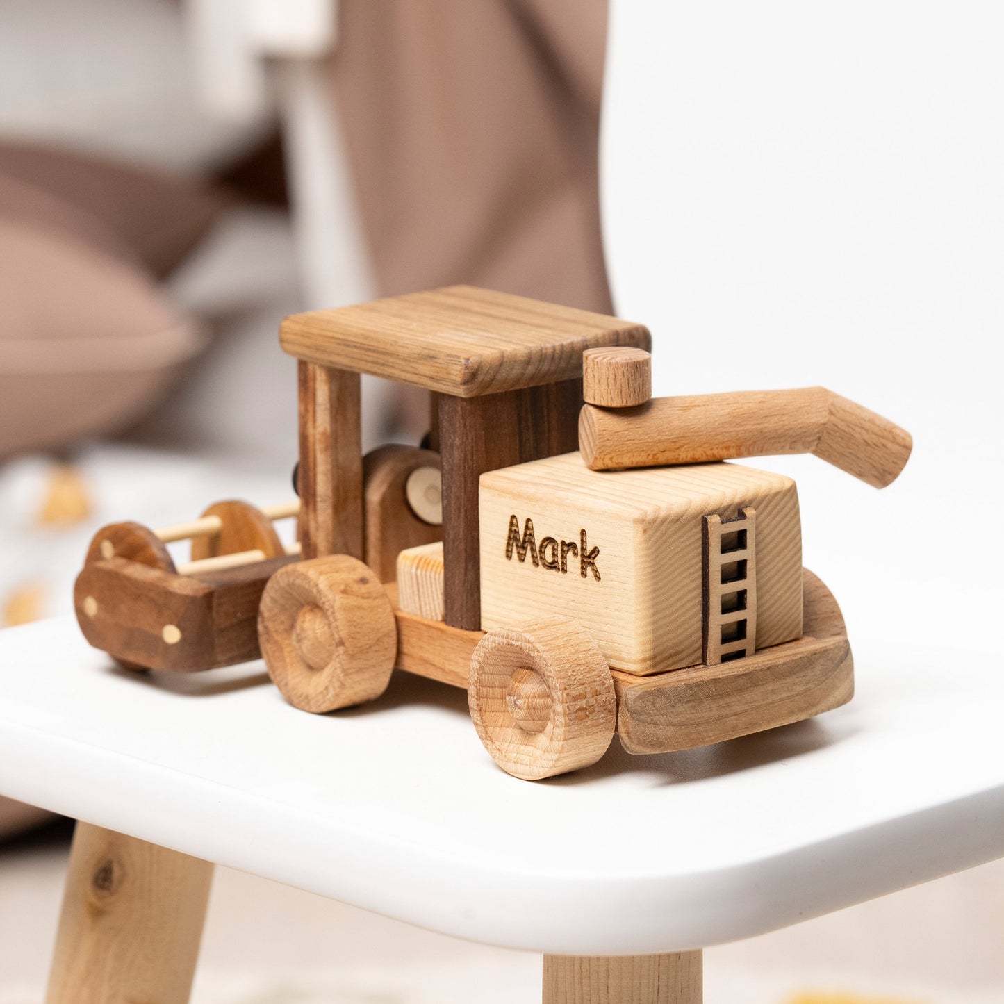 Wooden Combine Harvester, Wooden Farm Toys / PERSONALIZED