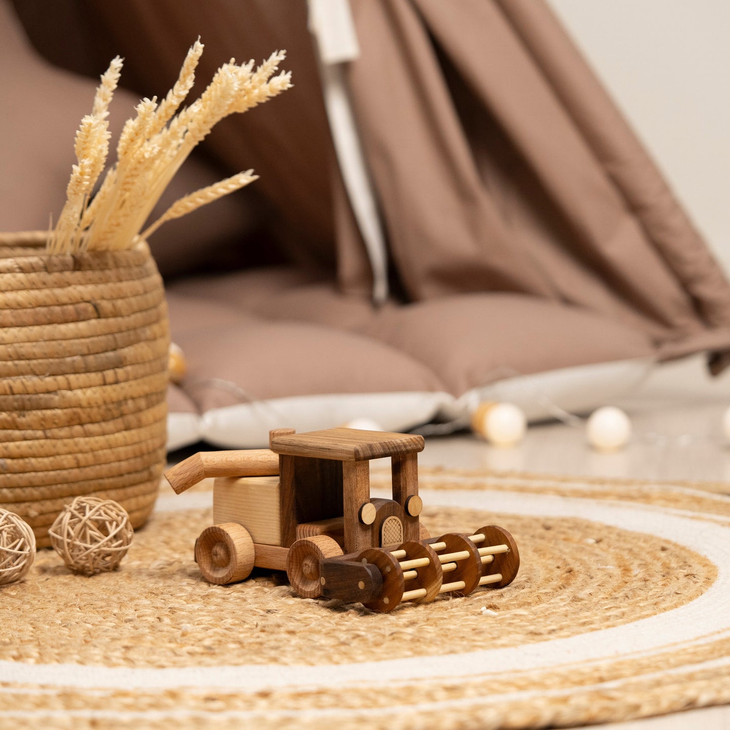 Wooden Combine Harvester, Wooden Farm Toys / PERSONALIZED
