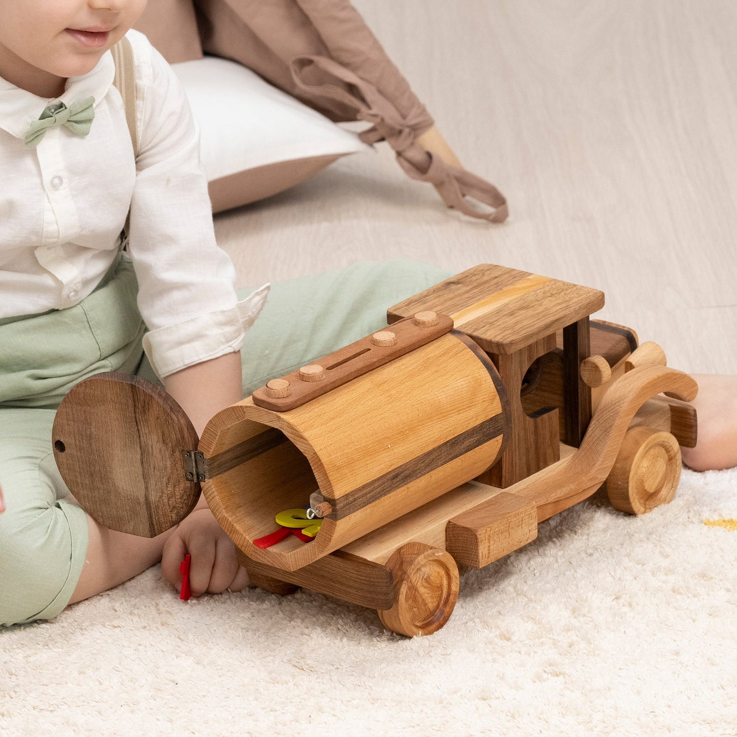 Wooden Large Piggy Bank, Handmade Truck Toy, Big Wooden Toys, Wooden Nursery Decor / HANDMADE / PERSONALIZED