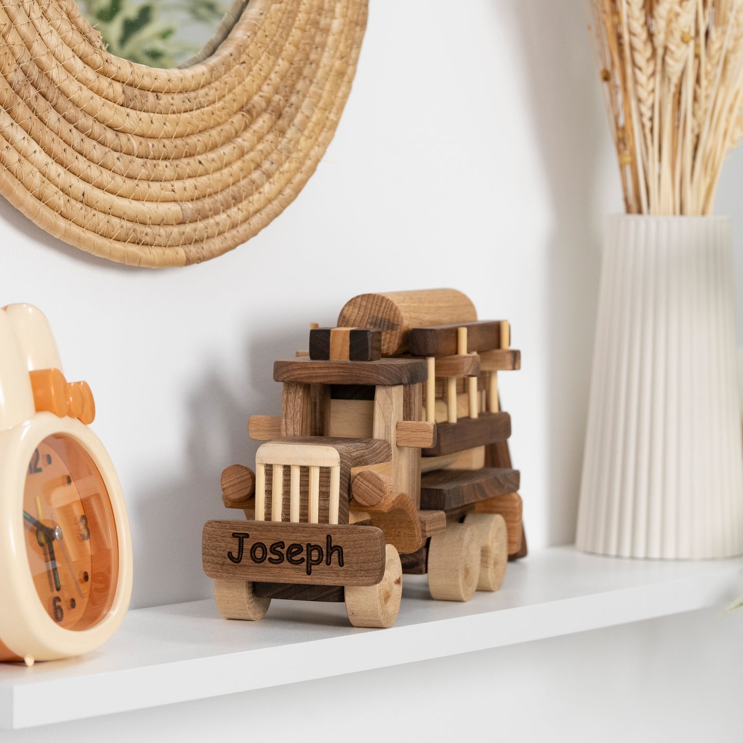 Wooden Fire Truck With Stairs, Personalized Gifts For Kids