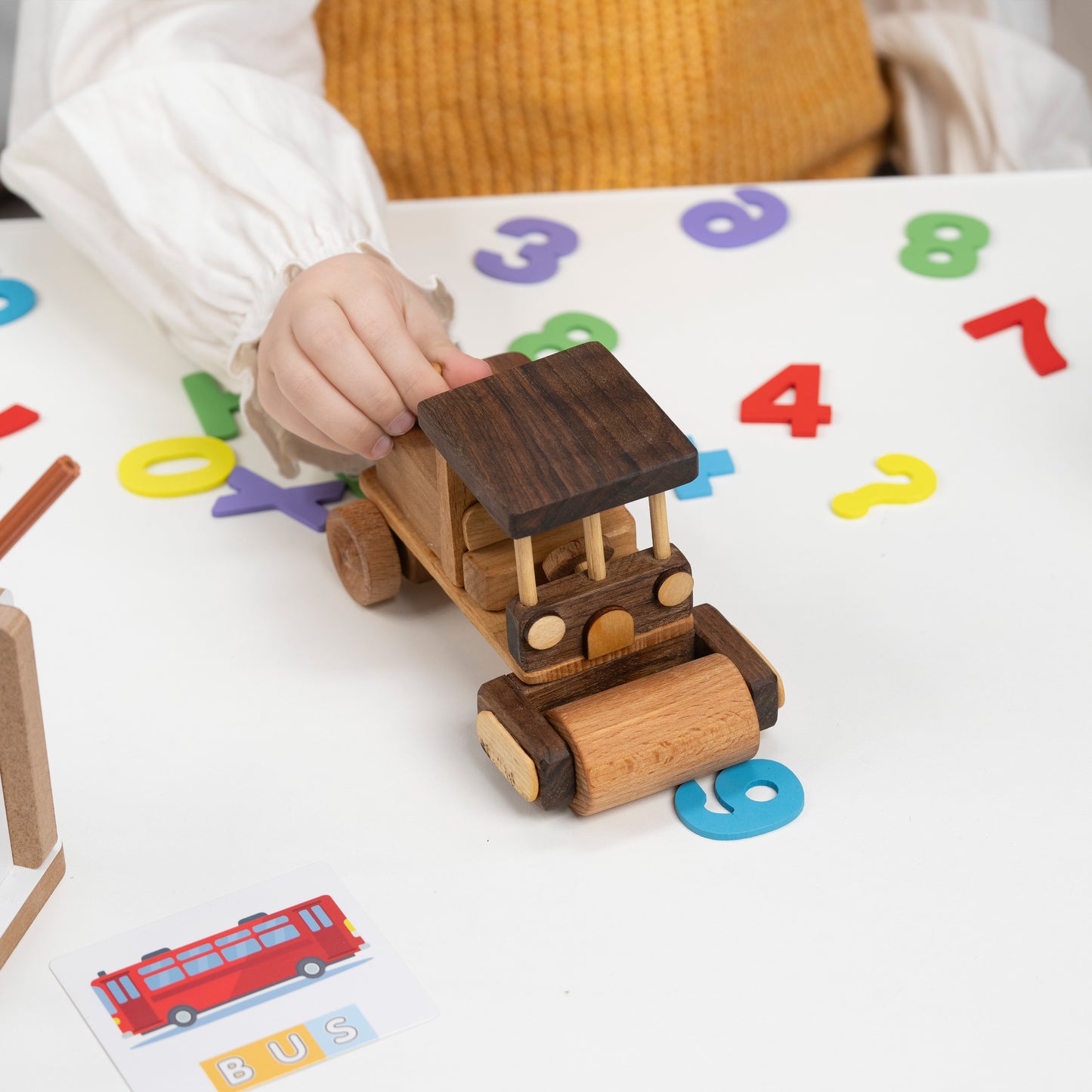 Wooden Asphalt Paver Machine Toy