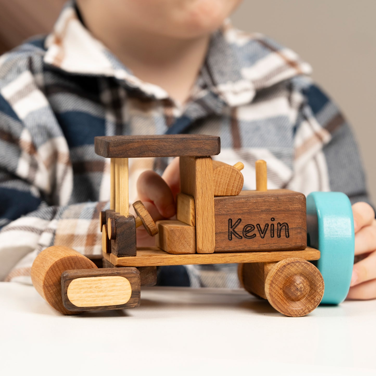 Wooden Asphalt Paver Machine Toy