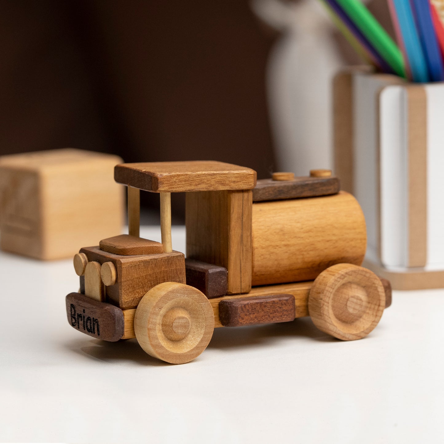 Wooden Mini Milk Toy Truck