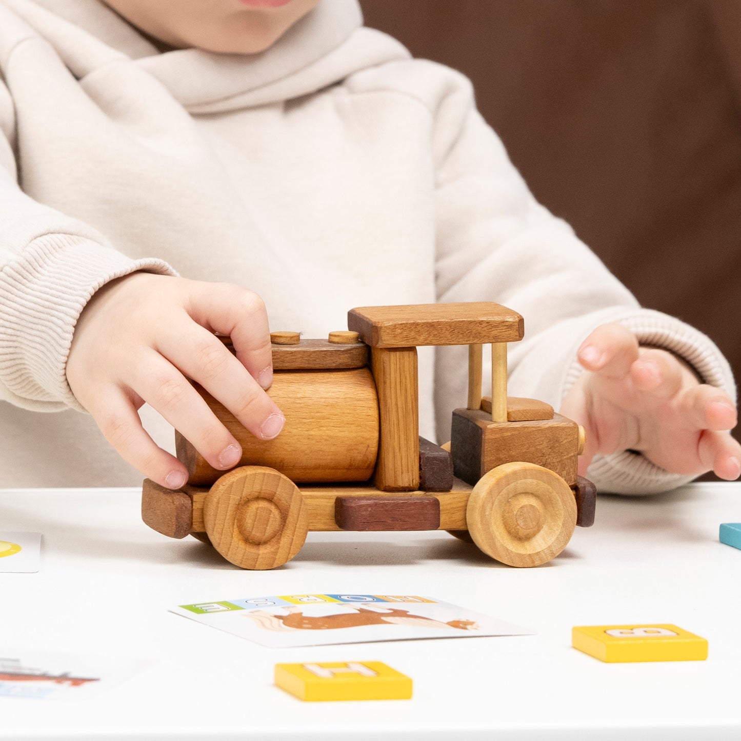 Wooden Mini Milk Toy Truck