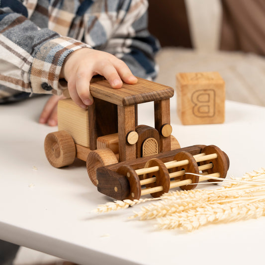 Wooden Toy Harvester, Wooden Farm Toys / HANDMADE