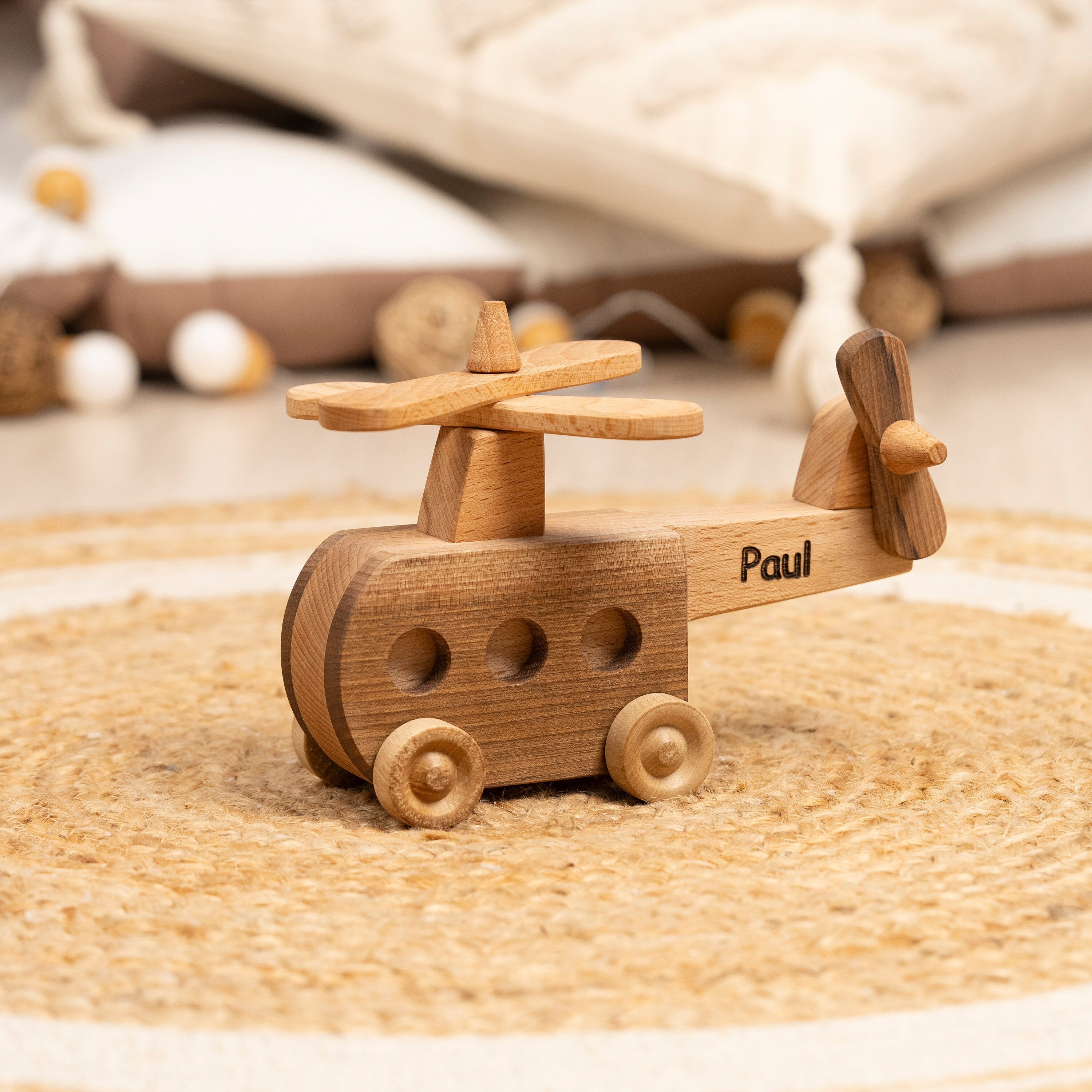 3 Piece Wooden Toy Set, buy Wooden Emoji Vosvos-Jeep-Helicopter Toy Set, Montessori Wooden Toys, Handmade Wooden Animal Toy Set, Gift For Kids