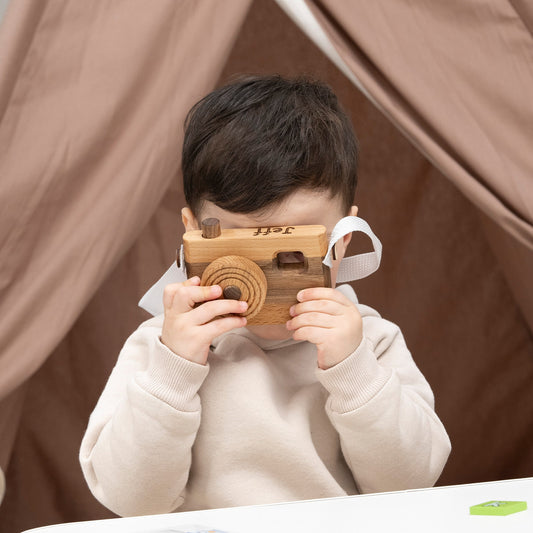 Wooden Camera, Kids Pretend Play, Baby Birthday Gift, Handmade Eco Toys / PERSONALIZED